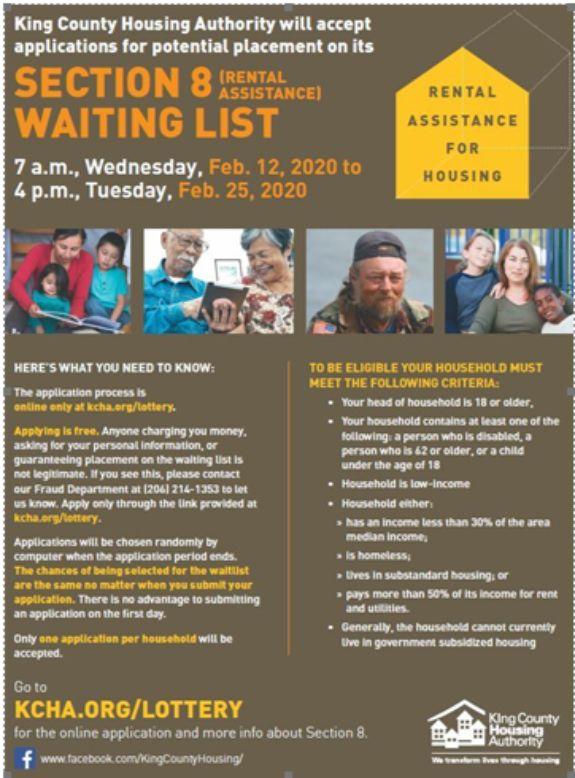 Herbold KCHA Section 8 Waitlist application window opens from Feb.12